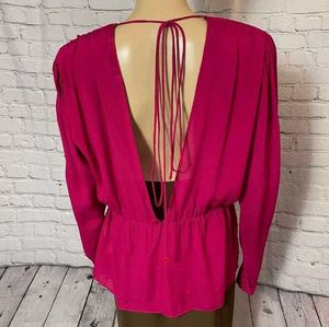ZARA NWT SEMI-SHEER BLOUSE WITH SHOULDER OPEN BACK