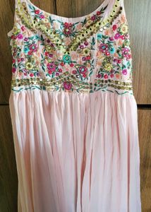 Elegant Pink Embroidered Gown