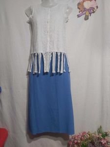 White Tops With Blue Skirt