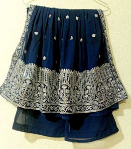 Navy Blue Embroidered Nayra Cut Dress