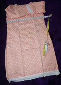 Peach Embroidered Kurti Fabric