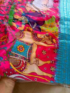 Pichwai Digital Kalamkari Print Saree 💙❤️