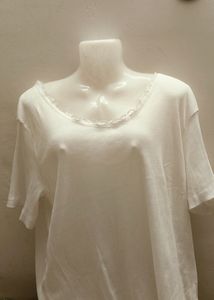 All new white tshirt top with pretty border lace
