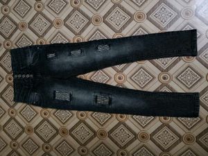 Distressed High-Waisted Black Jeans
