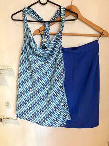 Beautiful Cowl Neck Top & Skirt Set