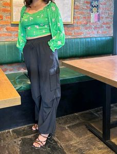 Green Floral Crop Top