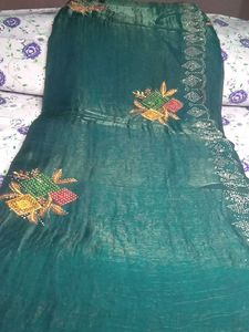 Elegant Green Embellished Saree