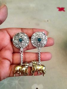 Silver Replica dual tone earrings