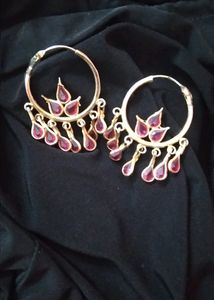 2 Combo PinkGold Combination Round Earrings+studs