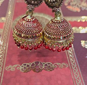 Red And Gold Plated Light Weight Earrings 😍❤️