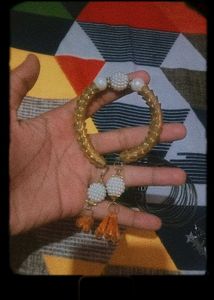 Girls 3 Hand Bracelets, Silver Bangles &amp; Earrings