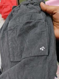 Grey velvet high waist pants