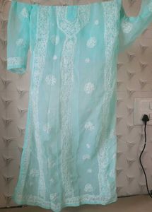 Aqua Chikankari Kurti