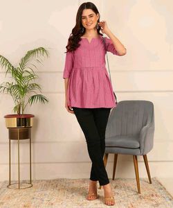 Pink Striped Peplum Top