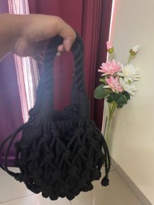 H&amp;M  Black Macrame Bucket Bag