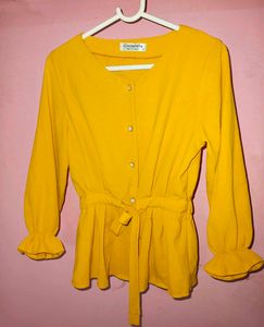 Yellow Button-Up Top