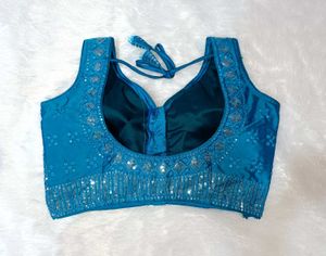 Blue Sequin Embellished Blouse