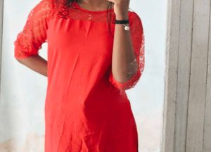 Red Lace Sleeve Dress
