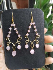 handmade Pink onyx beads Earrings