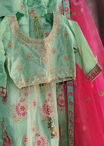 Mint & Pink Embroidered Lehenga