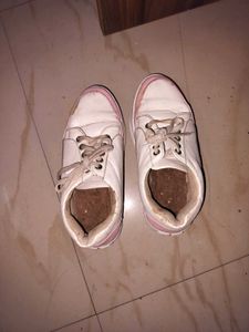 Women White Shoes with wedges / heels