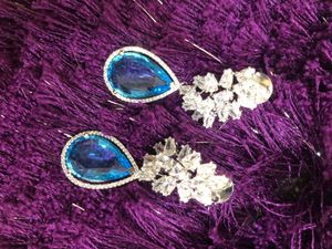 Cubic Zirconia Drop Earrings (big Blue Swarovski)