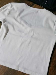 White Ribbed Cut-Out Long Sleeve Top