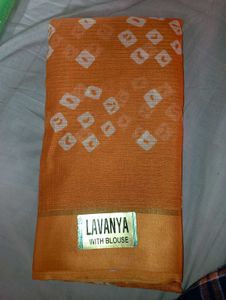 Cotton Silk Bandini Orange Saree