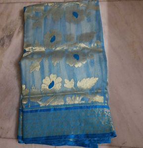 Exclusive Blue,  Off-white Tant Benarasi Saree
