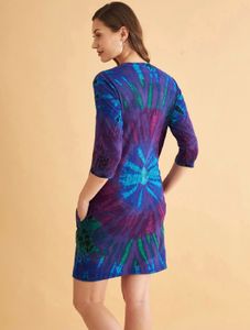 Round Neck Tie Dye Midi Dress