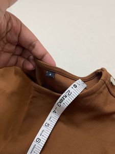 Brown Long Sleeve Midi Dress