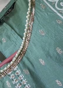 Wishful By W Light Green Flared Dress-Drape Set