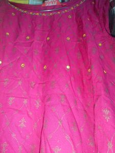 Pink Sleeveless Embroidered Dress