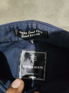 Navy Blue Striped Shirt