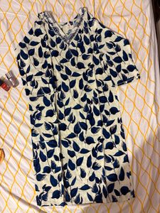 Blue Floral Print Kurta
