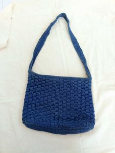 Blue Crocheted Shoulder Bag