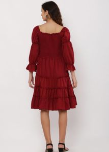 Burgundy Ruffled Mini Dress