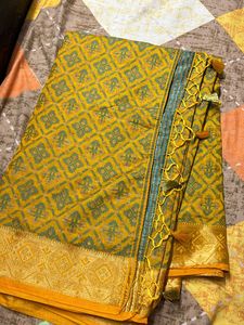 Saree - Mustard Green Color