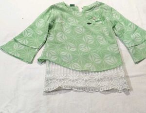 Green Floral Lace Top