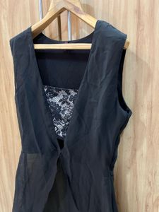 Asymmetrical Lace Black Top- Size S