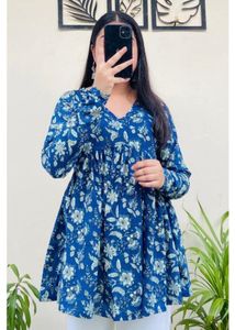 Blue Floral Print Top