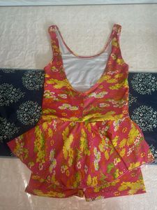 Girls Pink Floral Swimsuit