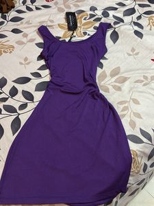 Purple Ribbed Mini Dress