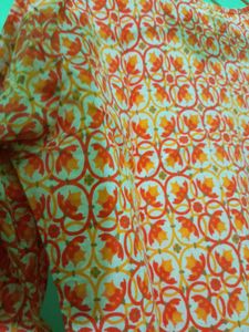 Printed Orange Kurta floral