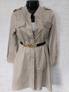 Imported Khaki Shirt Dress