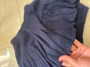 Navy Knit Mini Skirt with attached shorts