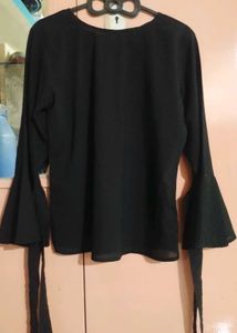 Black Pearl Embellished Bell Sleeve Top