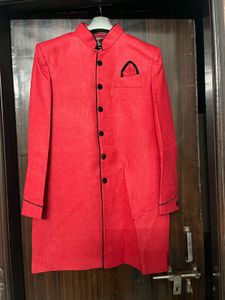 Red Sherwani Coat And Salwar
