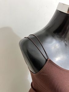 Brown Ribbed Tank Top