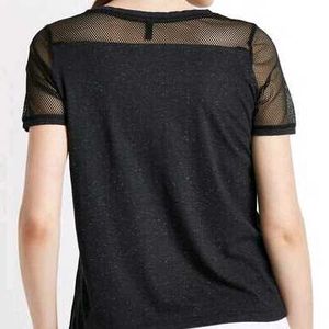 Typography Print Top With Mesh Detail